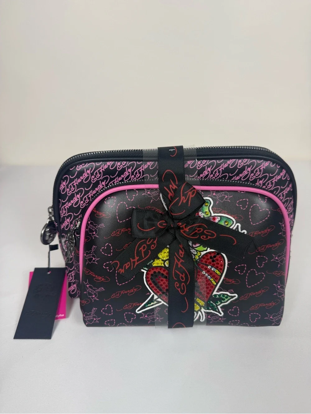 Ed Hardy 2-Piece Rhinestone Cosmetic Bag Set ✨🖤